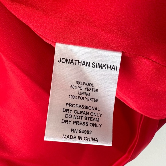 NWT Jonathan Simkhai Snap-detailed Red Wool Blazer - Picture 12 of 13
